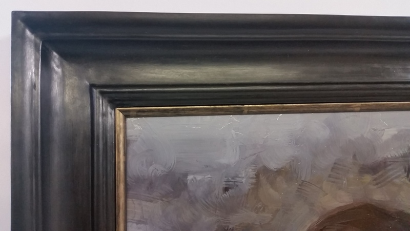 Black closed corner frame with wax finish